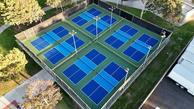 Aerial view of the Carson pickleball courts
